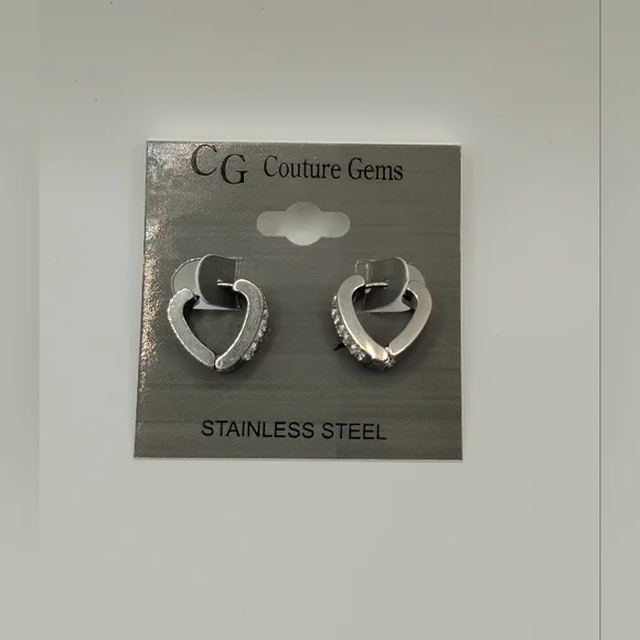 Silver S.Steel Heart Earrings 🎁 - Picture 2 of 3